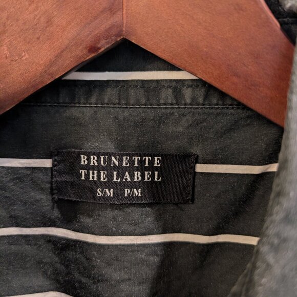 Brunette The Label Black and White Strip Button Down Shirt 100% Cotton - Picture 3 of 5